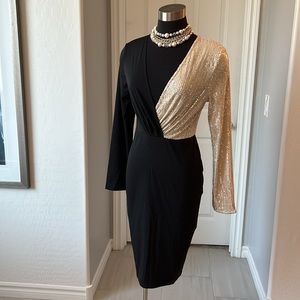 🌹Black and Gold Midi Dress